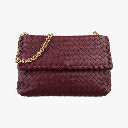 Bottega Veneta Intrecciato Olympia Wine Red Lambskin