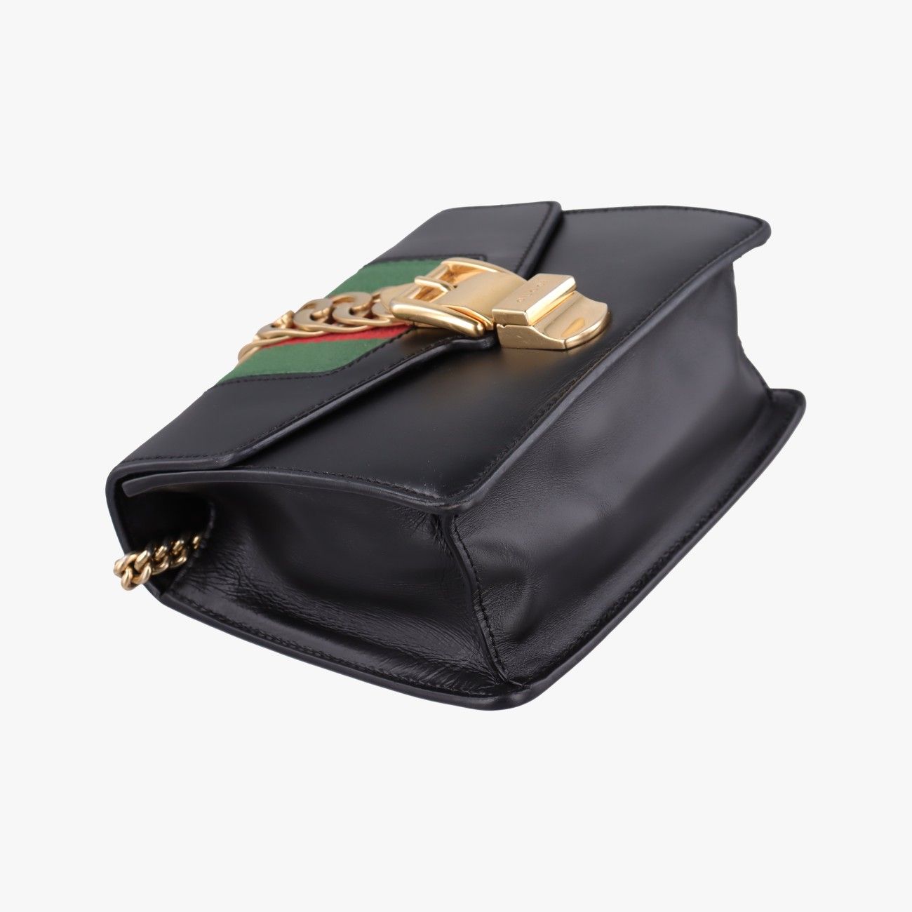 Gucci Sylvie Black Red Green Leather Shoulder Bag — view 5