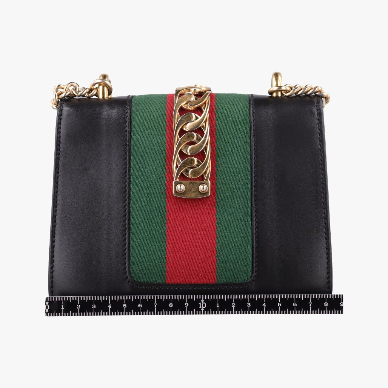 Gucci Sylvie Black Red Green Leather Shoulder Bag — view 2