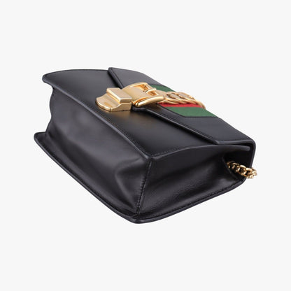 Gucci Sylvie Black Red Green Leather Shoulder Bag — view 4