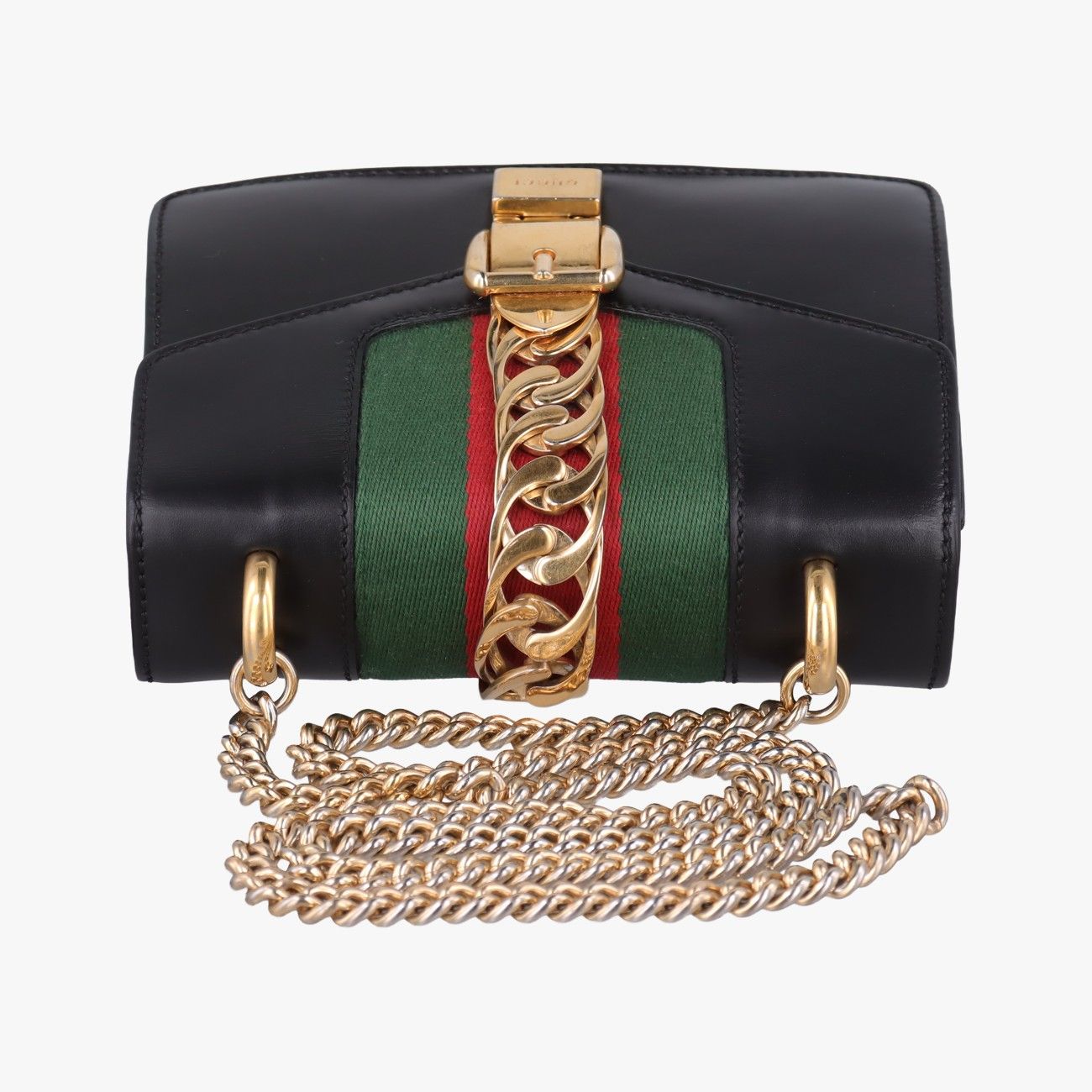 Gucci Sylvie Black Red Green Leather Shoulder Bag — view 8