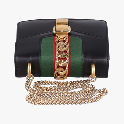Gucci Sylvie Black Red Green Leather Shoulder Bag — view 8