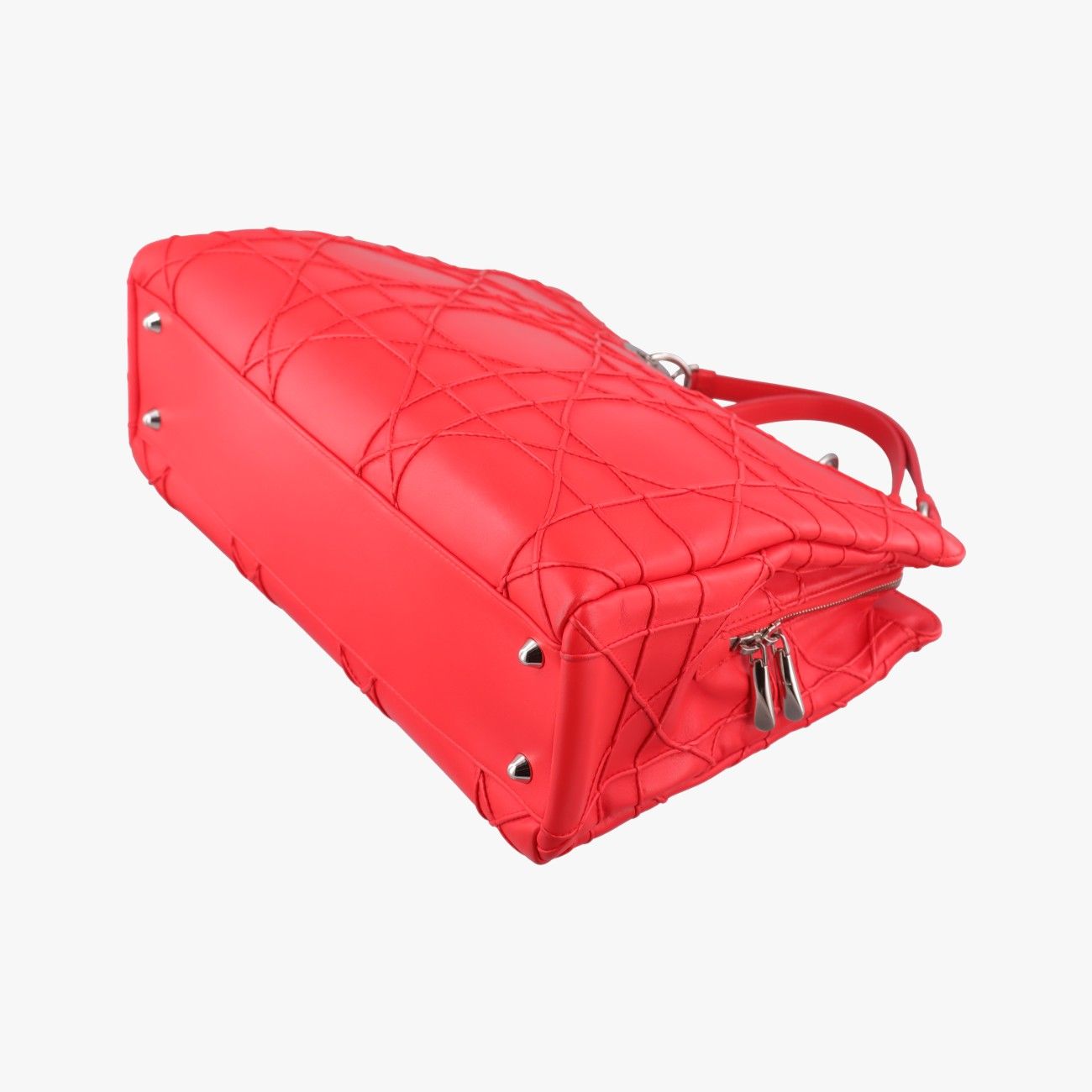 Dior Lady Cannage Soft Red Lambskin Handbag — view 6