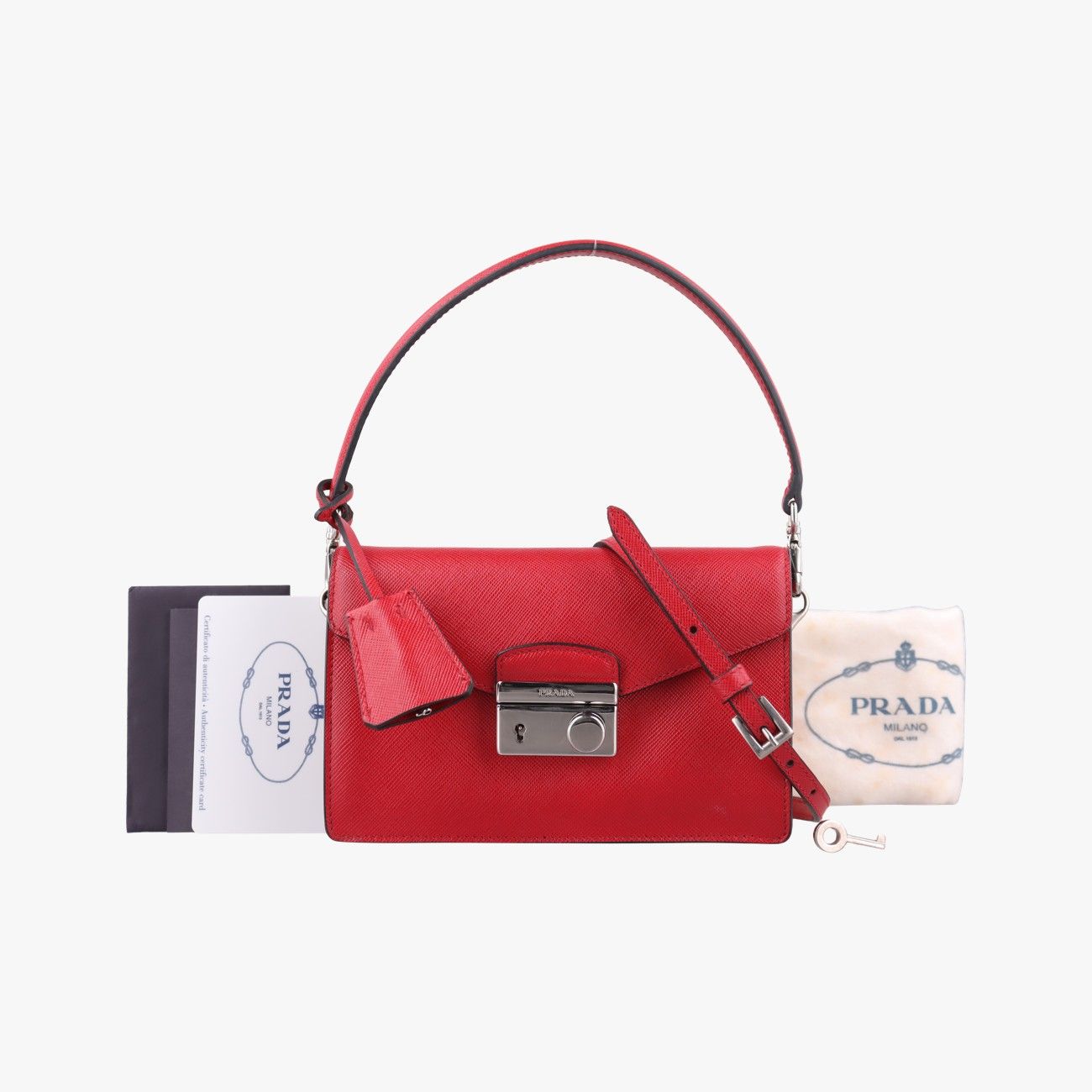 Prada Sound Rock Red Saffiano Leather