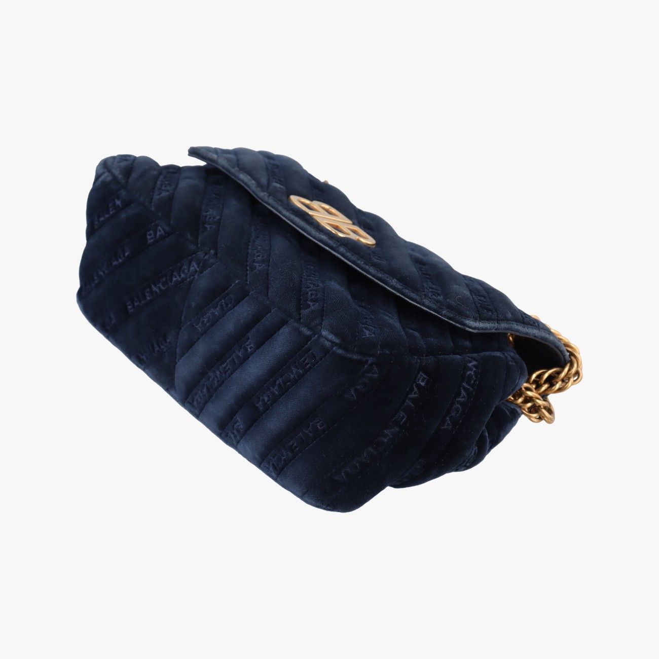 Balenciaga BB Round Navy Velour — view 4