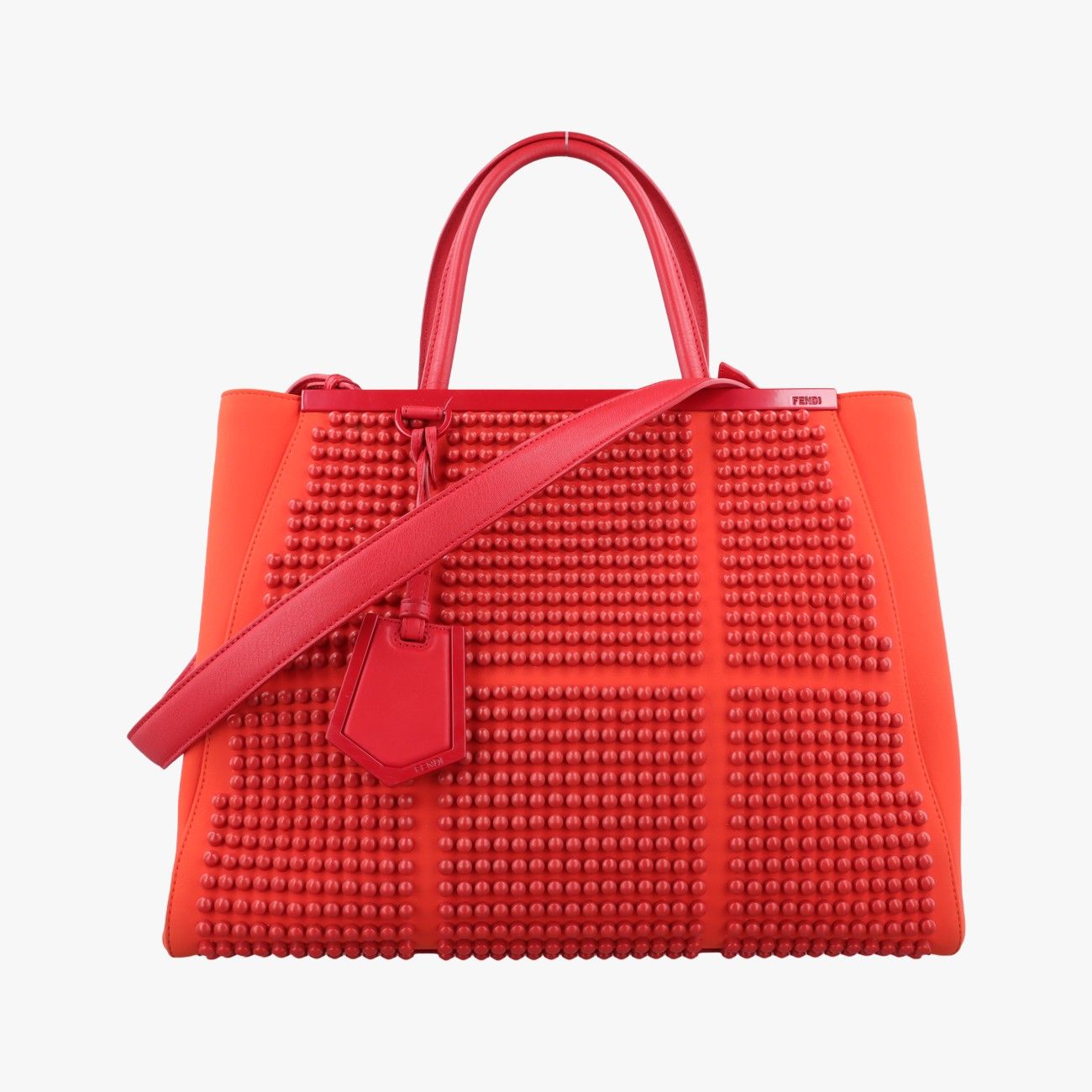 Fendi Toujours Orange Red Fabric Leather