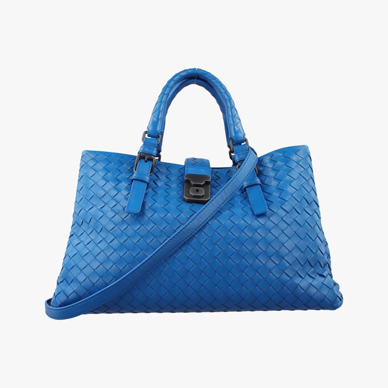 Bottega Veneta Rome Intrecciato Blue Lambskin