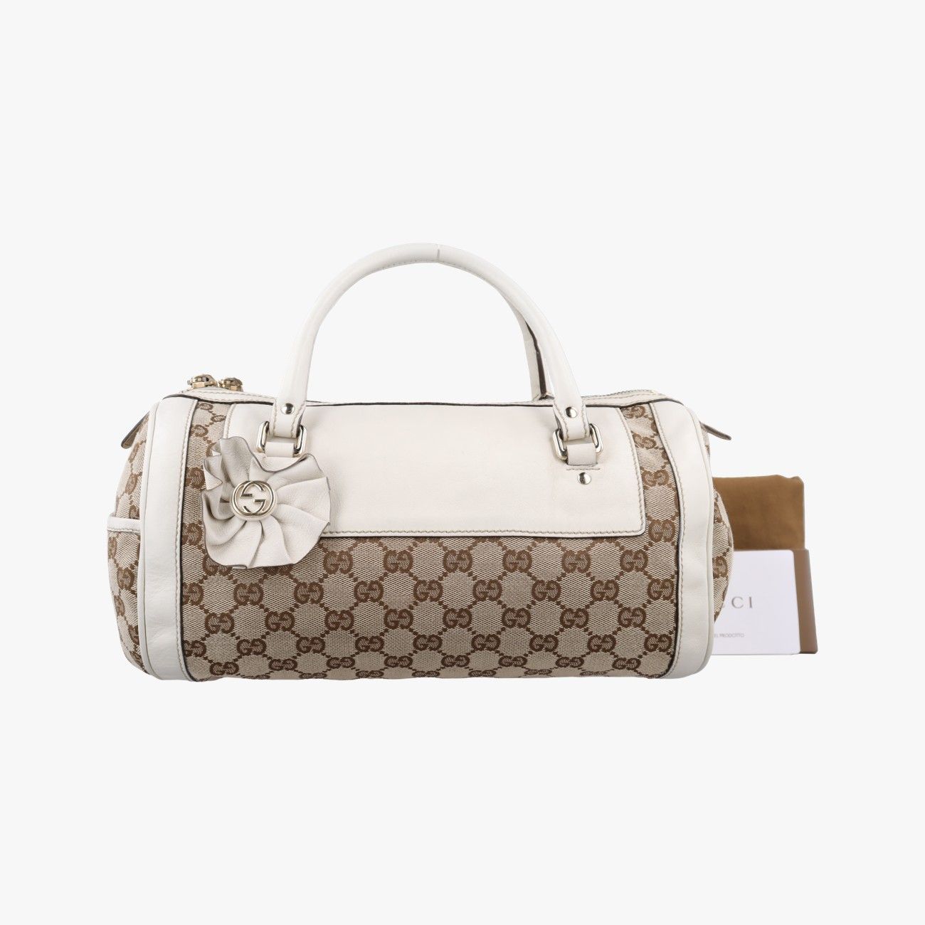 Gucci GG Pattern Trophy Beige Ivory Leather Canvas