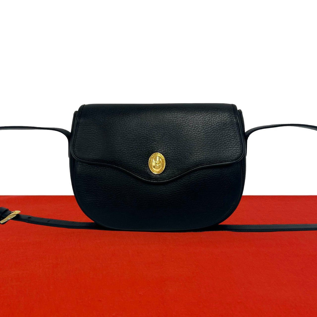 Dior Vintage CD Logo Leather Mini Shoulder Bag Pochette Black