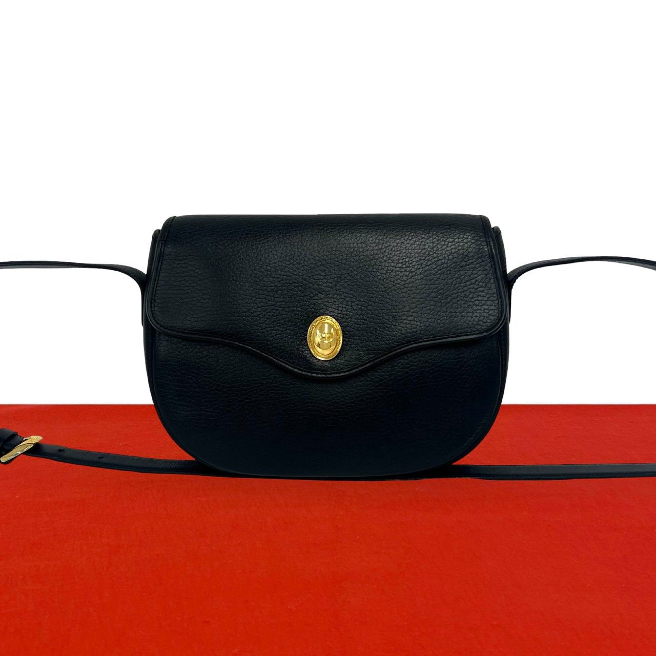 Dior Vintage CD Logo Leather Mini Shoulder Bag Pochette Black