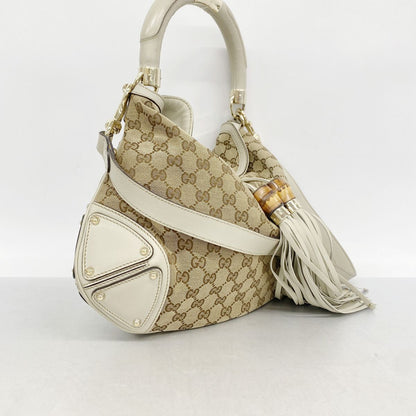 Gucci Handbag GG Canvas Bamboo Brown Gold 2-Way Back — view 2