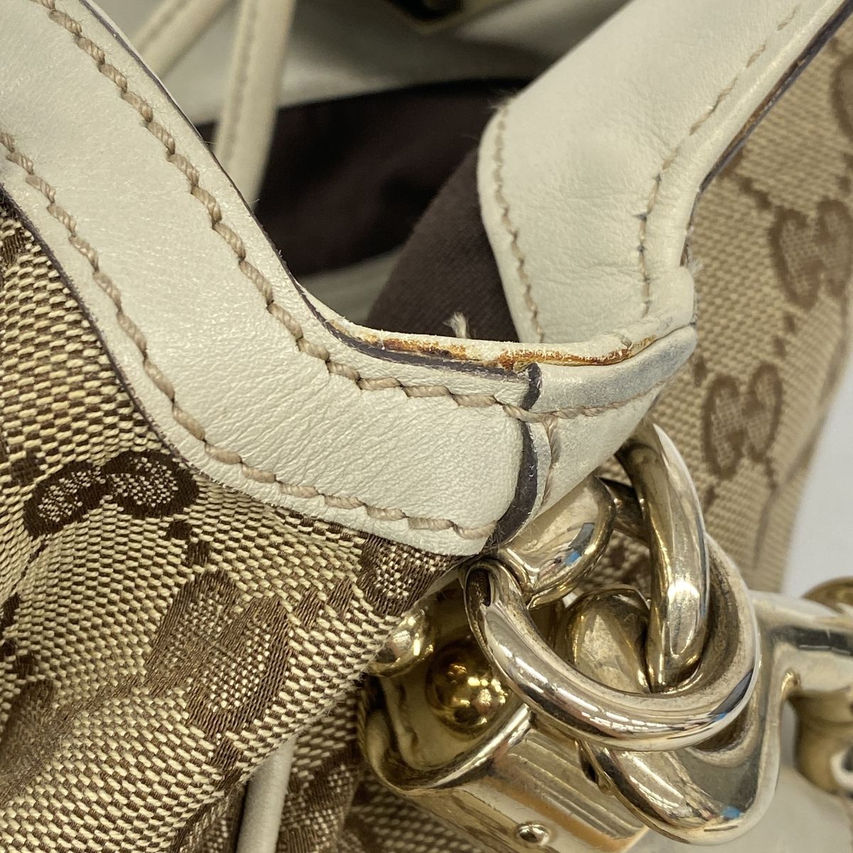 Gucci Handbag GG Canvas Bamboo Brown Gold 2-Way Back — view 7