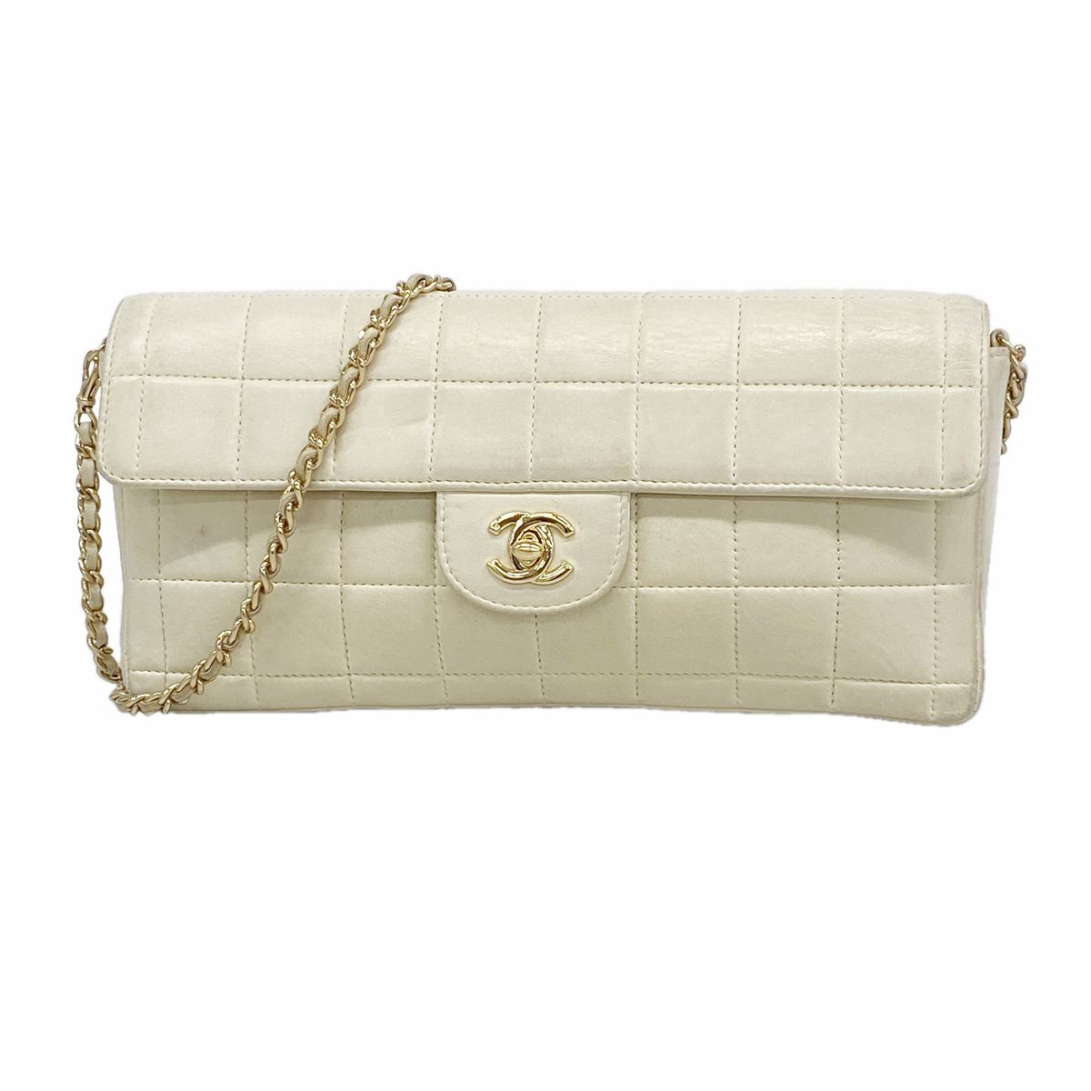 Chanel Shoulder Bag Choco Bar Lambskin Beige Gold