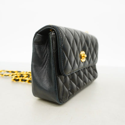 Chanel Shoulder Bag Quilted Lambskin Black Gold — view 2
