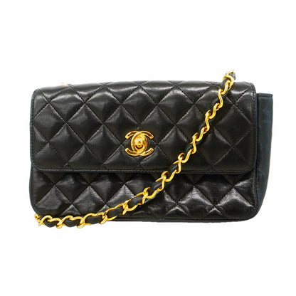 Chanel Shoulder Bag Quilted Lambskin Black Gold