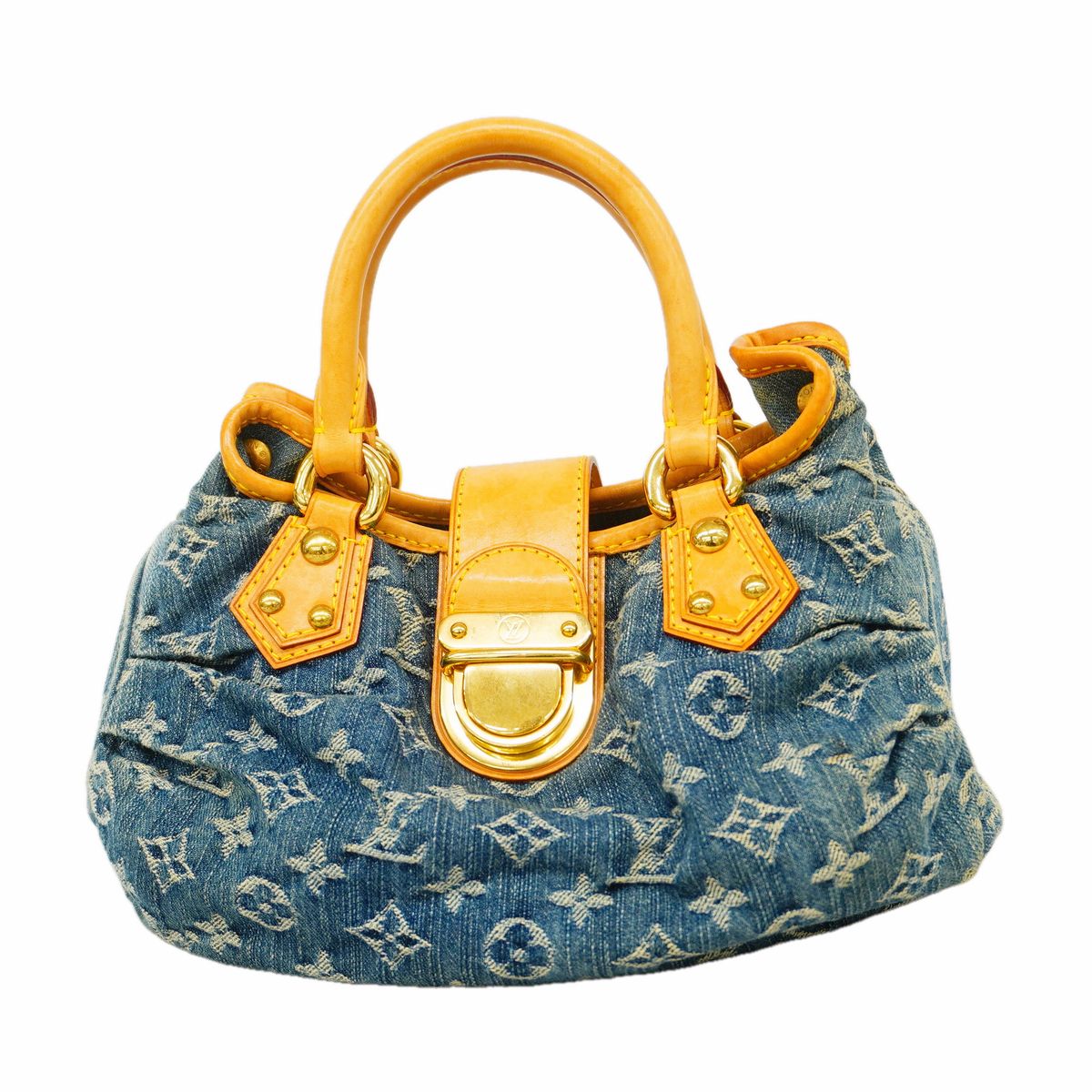 Louis Vuitton Handbag Monogram Denim Pleaty Blue