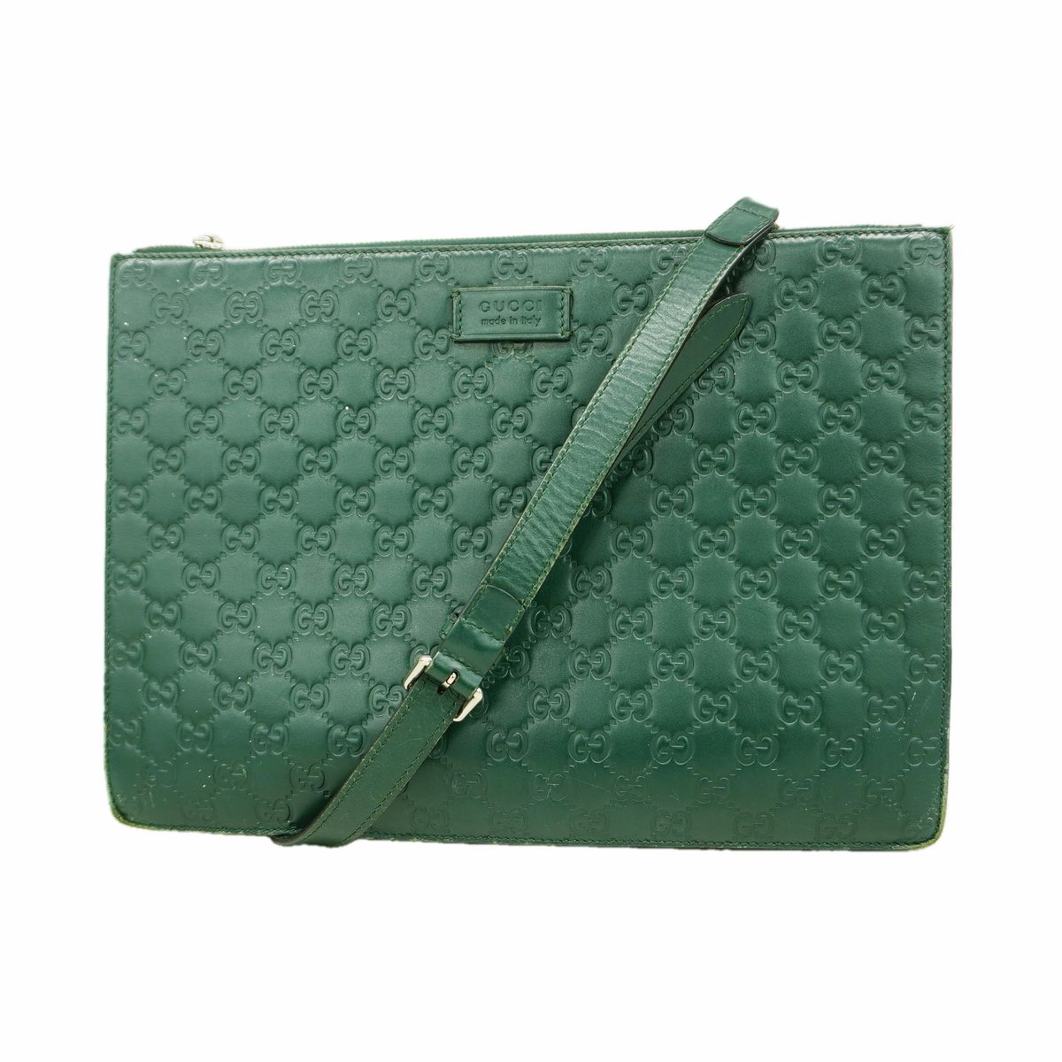 Gucci Shoulder Bag Guccissima Leather Green Silver