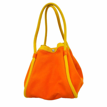 Hermes Tote Bag Sac Cabas PM Canvas Orange Yellow Silver