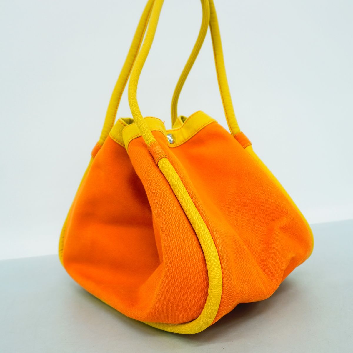 Hermes Tote Bag Sac Cabas PM Canvas Orange Yellow Silver — view 2