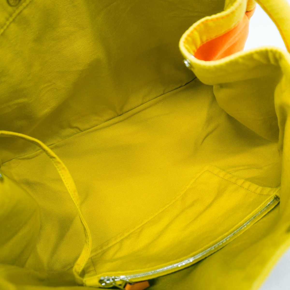 Hermes Tote Bag Sac Cabas PM Canvas Orange Yellow Silver — view 4