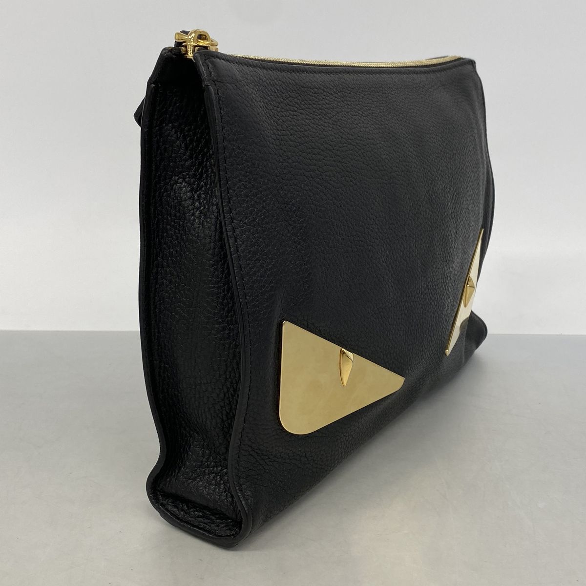 Fendi Clutch Monster Star Leather Black Gold — view 2