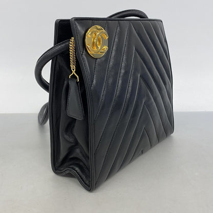 Chanel Shoulder Bag Stitch Lambskin Black Gold — view 2