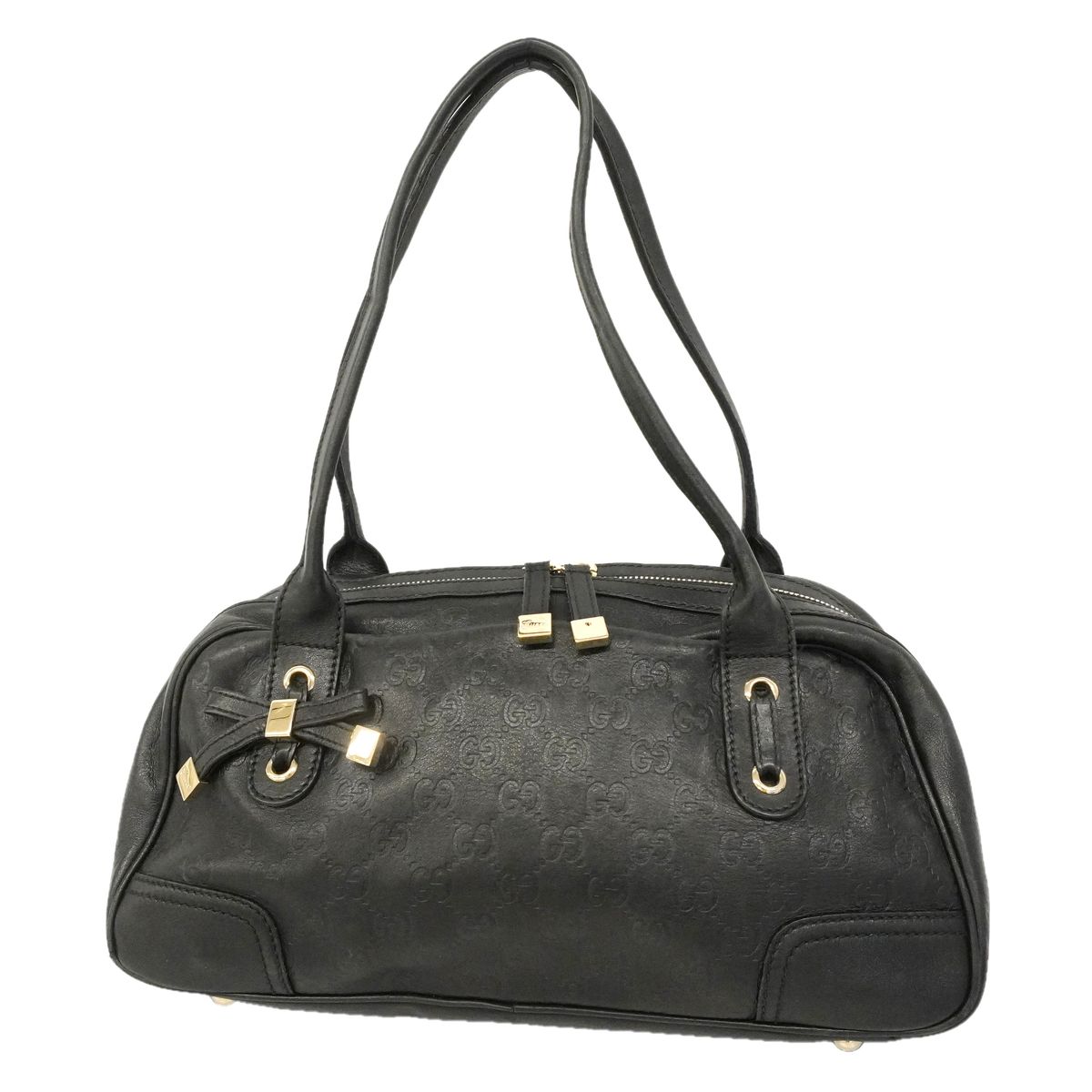 Gucci Shoulder Bag Guccissima Princy Leather Black Gold