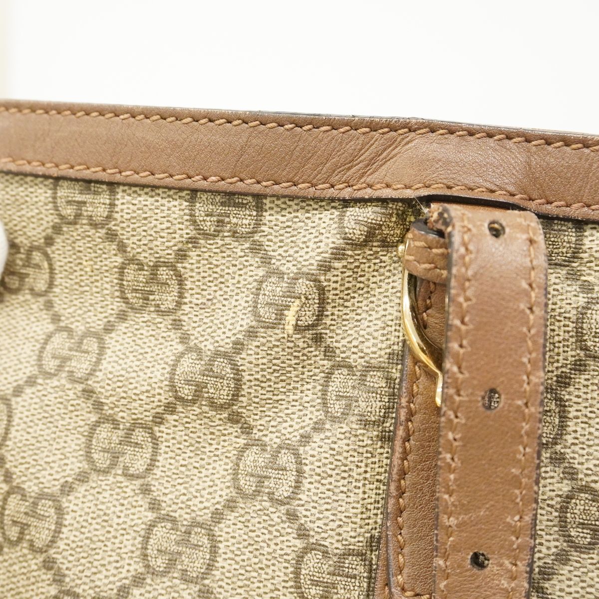 Gucci Tote Bag GG Supreme Brown Gold — view 8