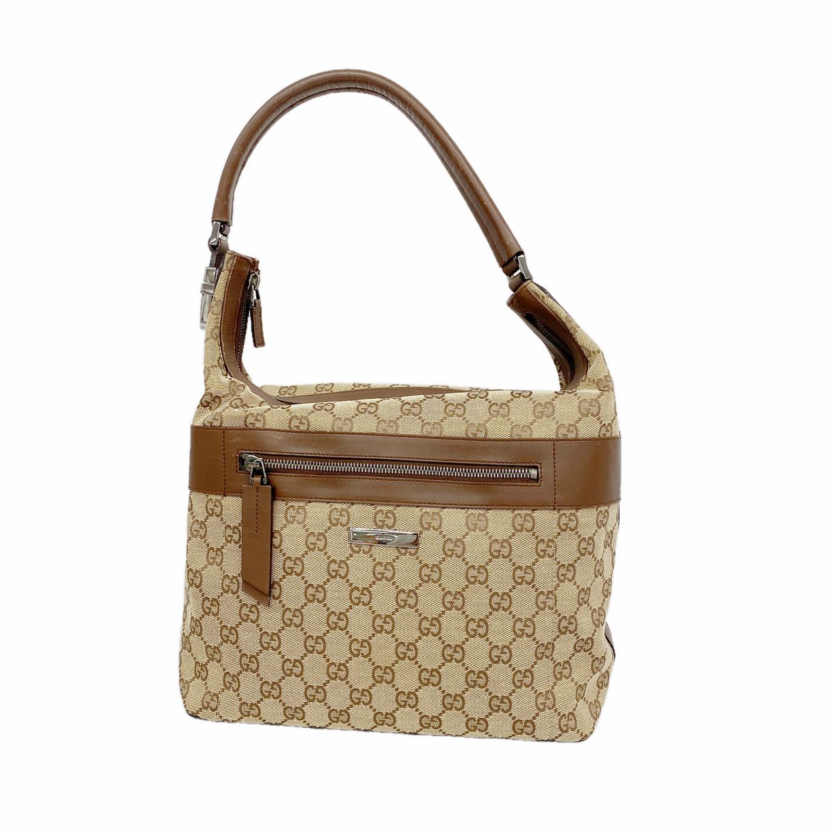 Gucci Shoulder Bag GG Canvas 001 Brown Silver