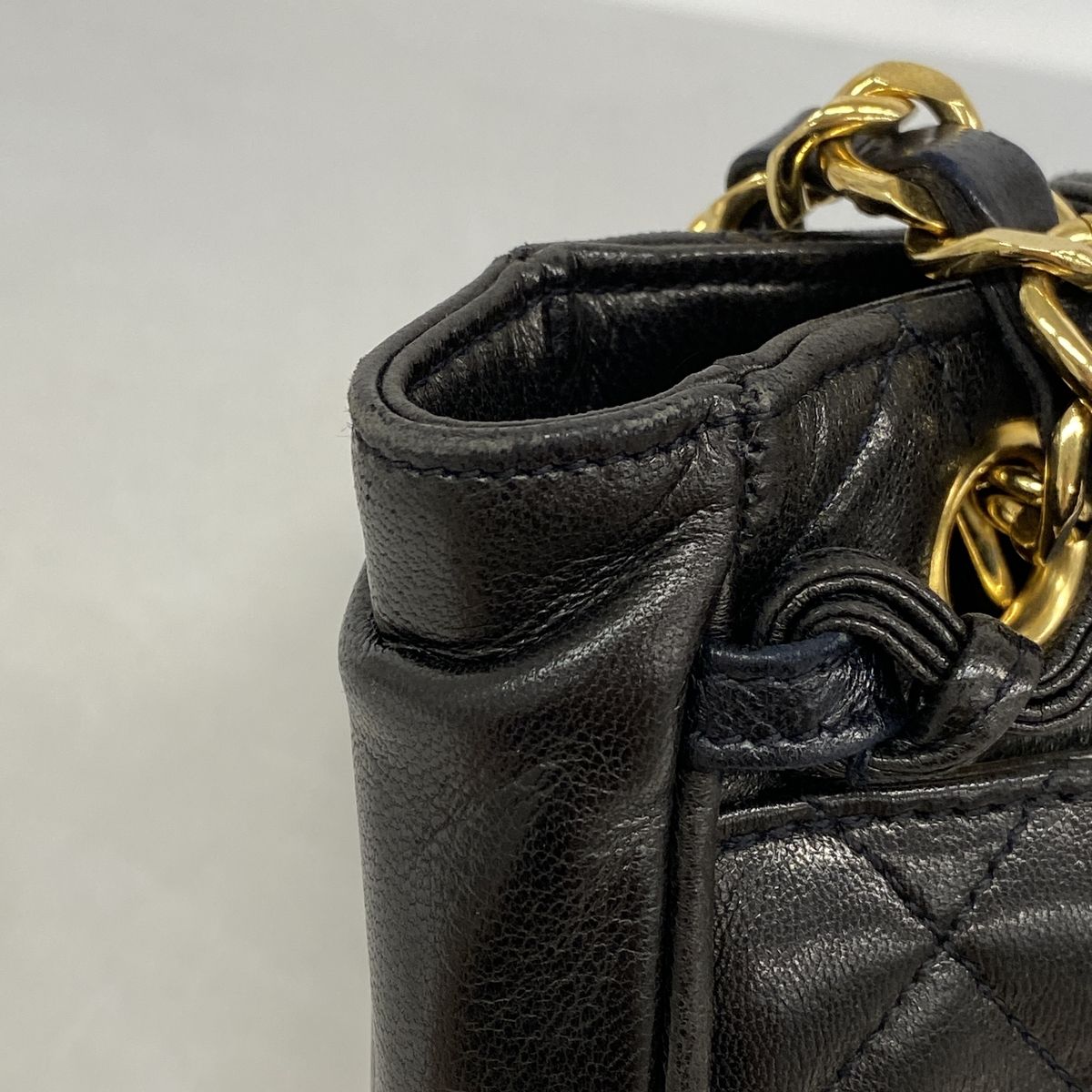 Chanel Chain Tote Bag Quilted Lambskin Black Gold — view 7