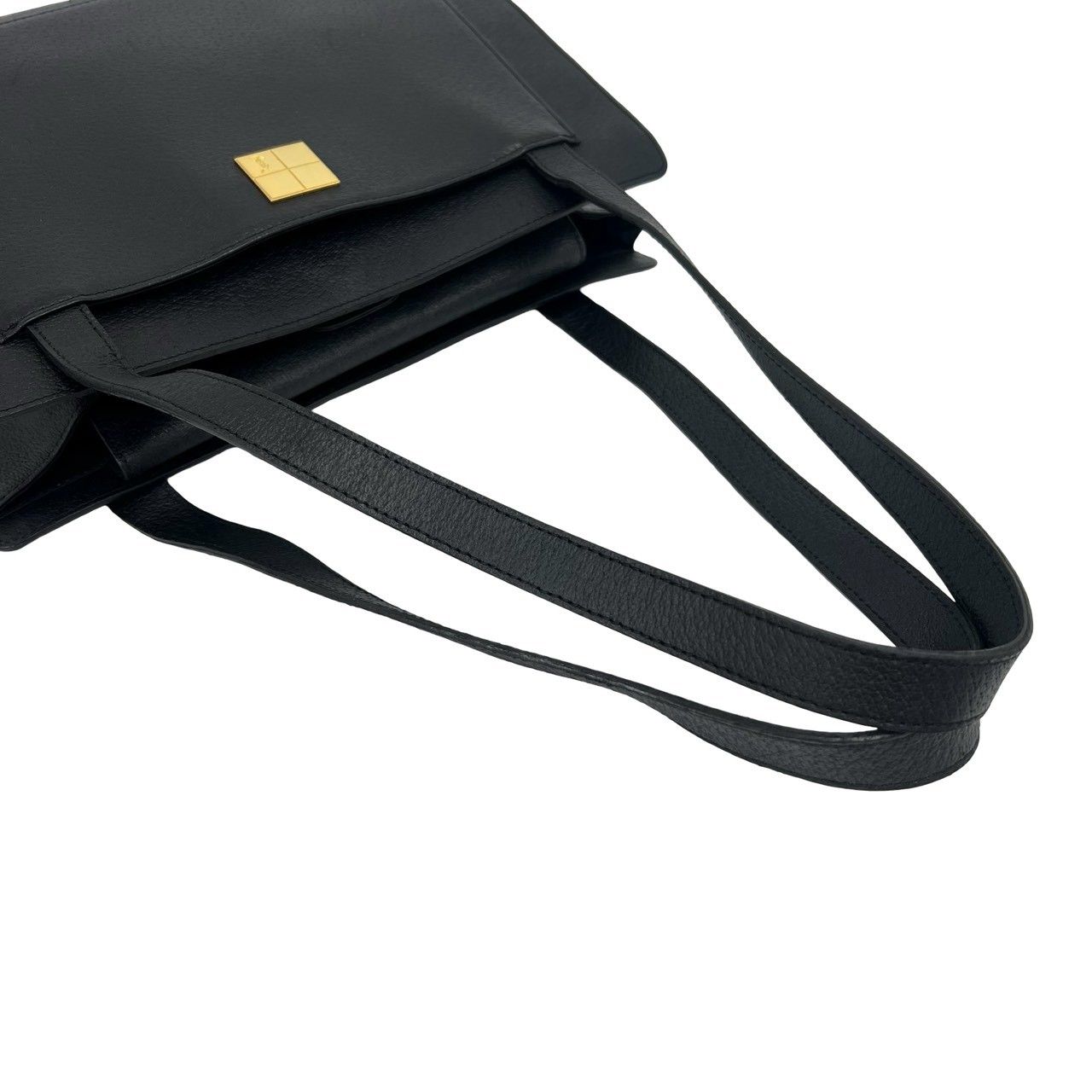 Saint Laurent YSL Logo Leather Tote Shoulder Bag Black — view 4