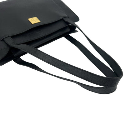Saint Laurent YSL Logo Leather Tote Shoulder Bag Black — view 4