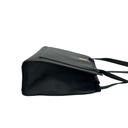 Saint Laurent YSL Logo Leather Tote Shoulder Bag Black — view 6