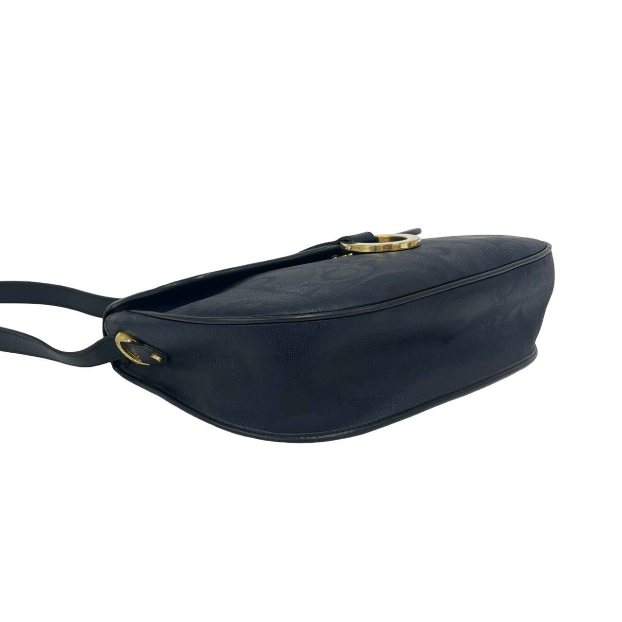 Dior Vintage Trotter Logo Pattern Leather Shoulder Bag Pochette Navy — view 5