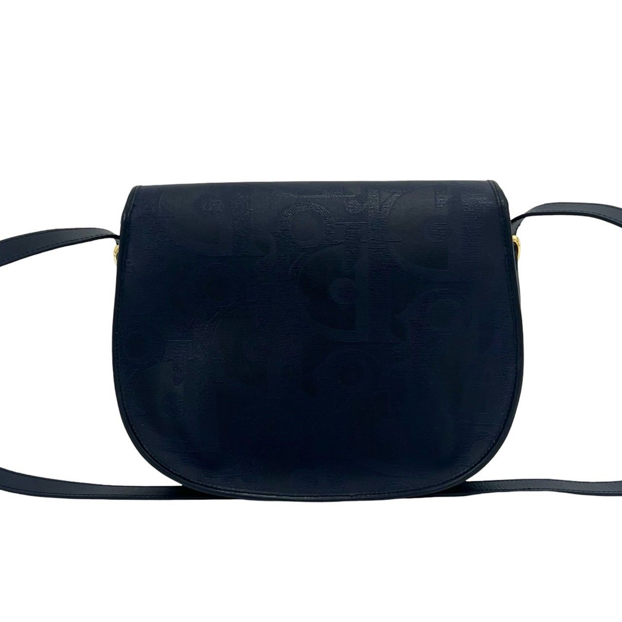 Dior Vintage Trotter Logo Pattern Leather Shoulder Bag Pochette Navy — view 3