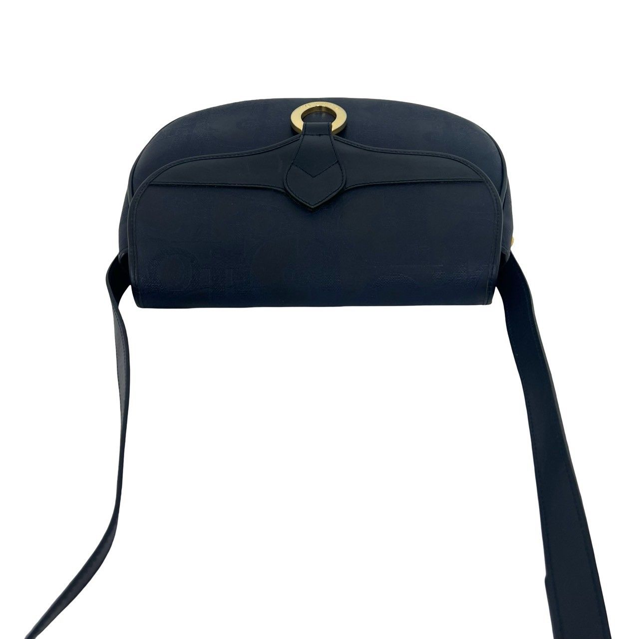 Dior Vintage Trotter Logo Pattern Leather Shoulder Bag Pochette Navy — view 4