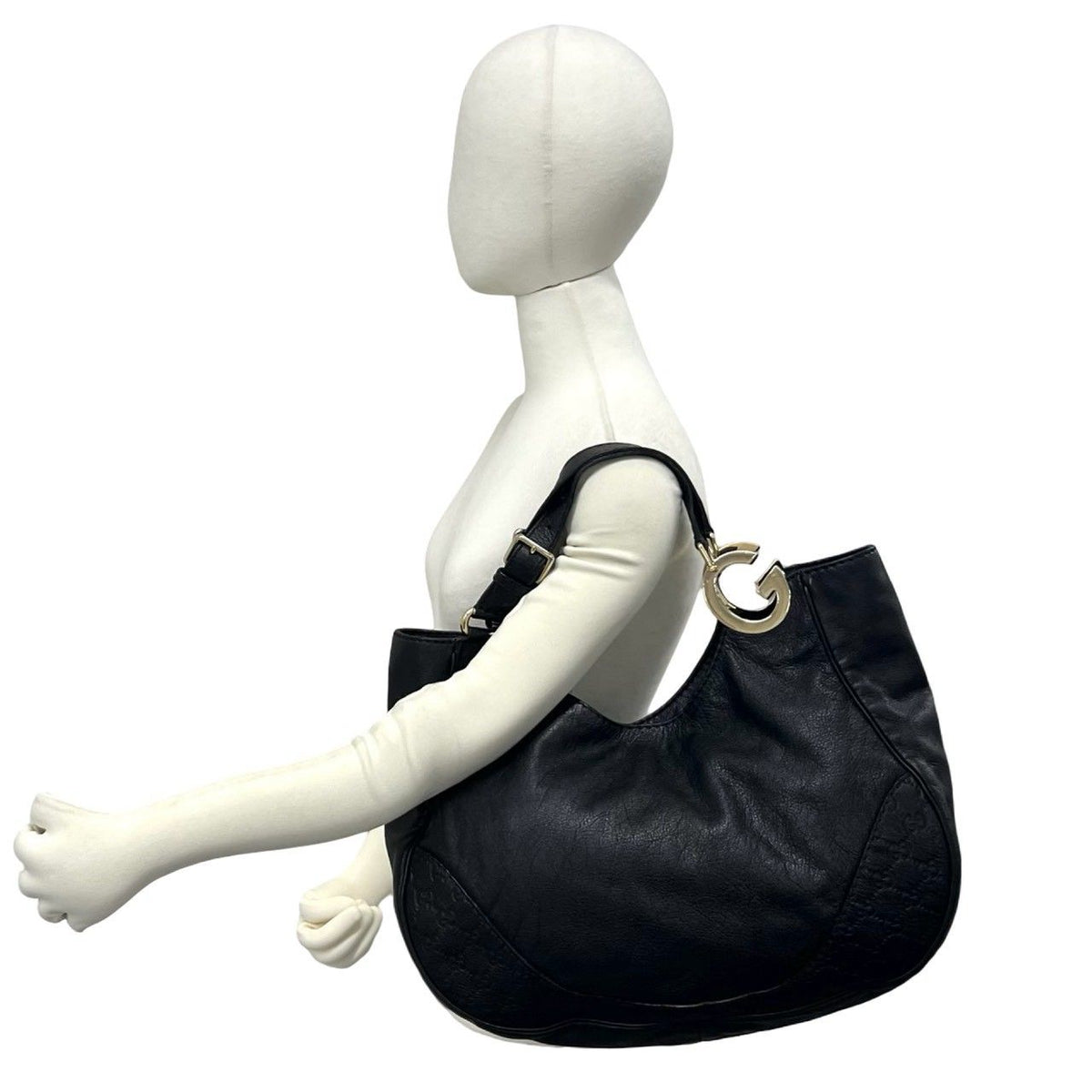 Gucci Charlotte Guccissima Logo Leather Tote Bag Black — view 2