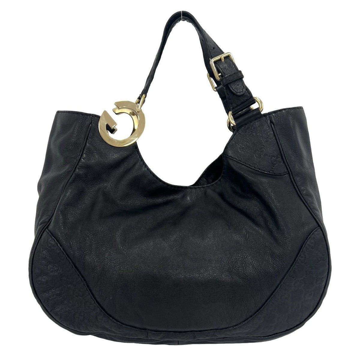 Gucci Charlotte Guccissima Logo Leather Tote Bag Black — view 3