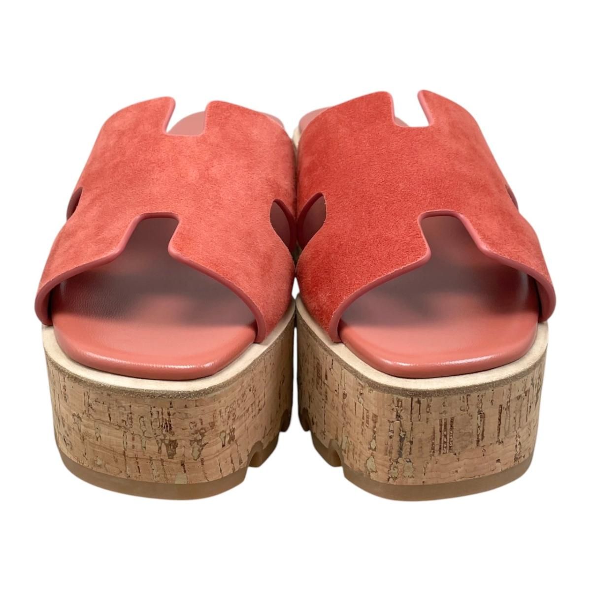Hermes Sandals Eze Chevre Velours Suede Rouge Tomate — view 3