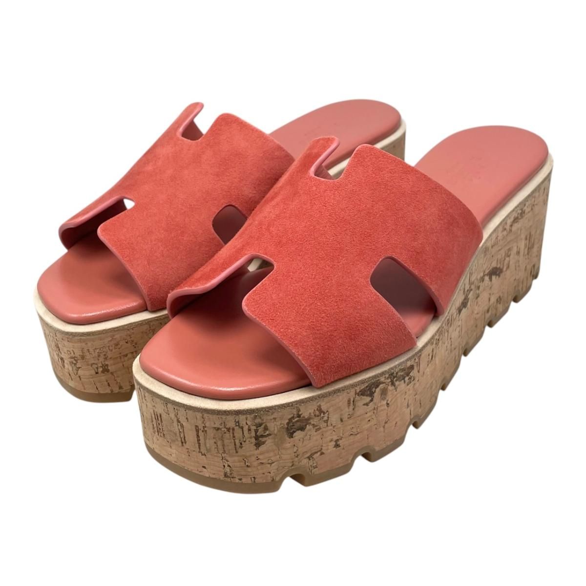 Hermes Sandals Eze Chevre Velours Suede Rouge Tomate