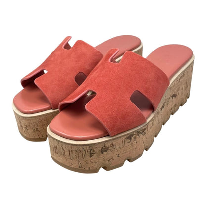 Hermes Sandals Eze Chevre Velours Suede Rouge Tomate