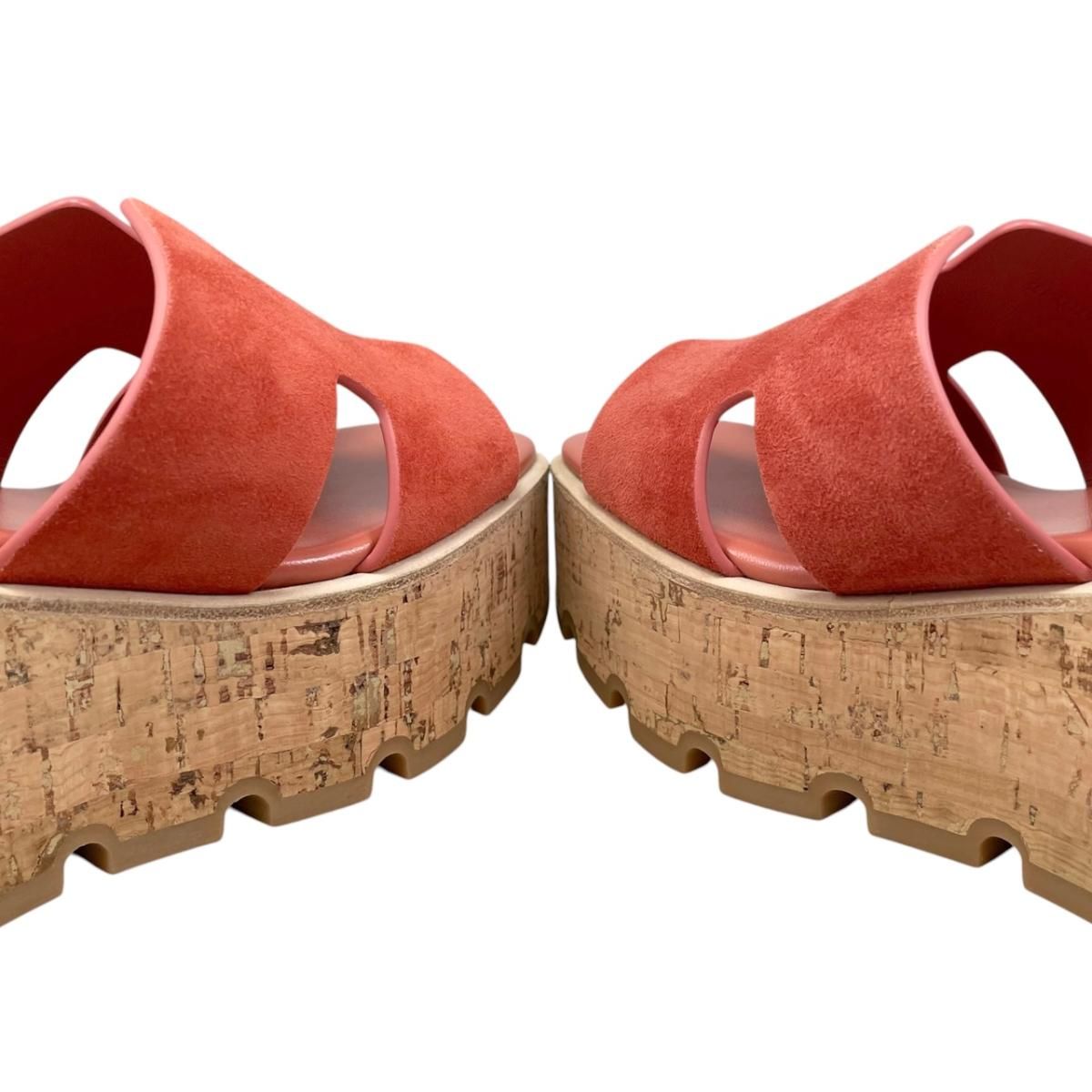 Hermes Sandals Eze Chevre Velours Suede Rouge Tomate — view 7