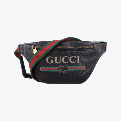 Gucci Print Black Leather Handbag