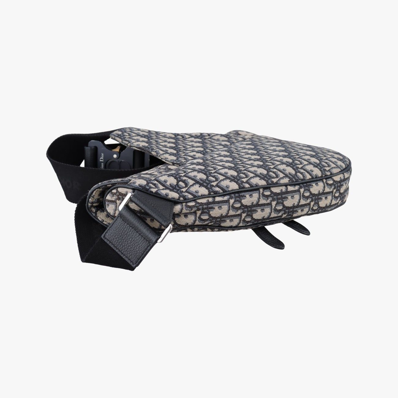 Dior Saddle Navy Gray Jacquard Leather Shoulder Bag — view 7
