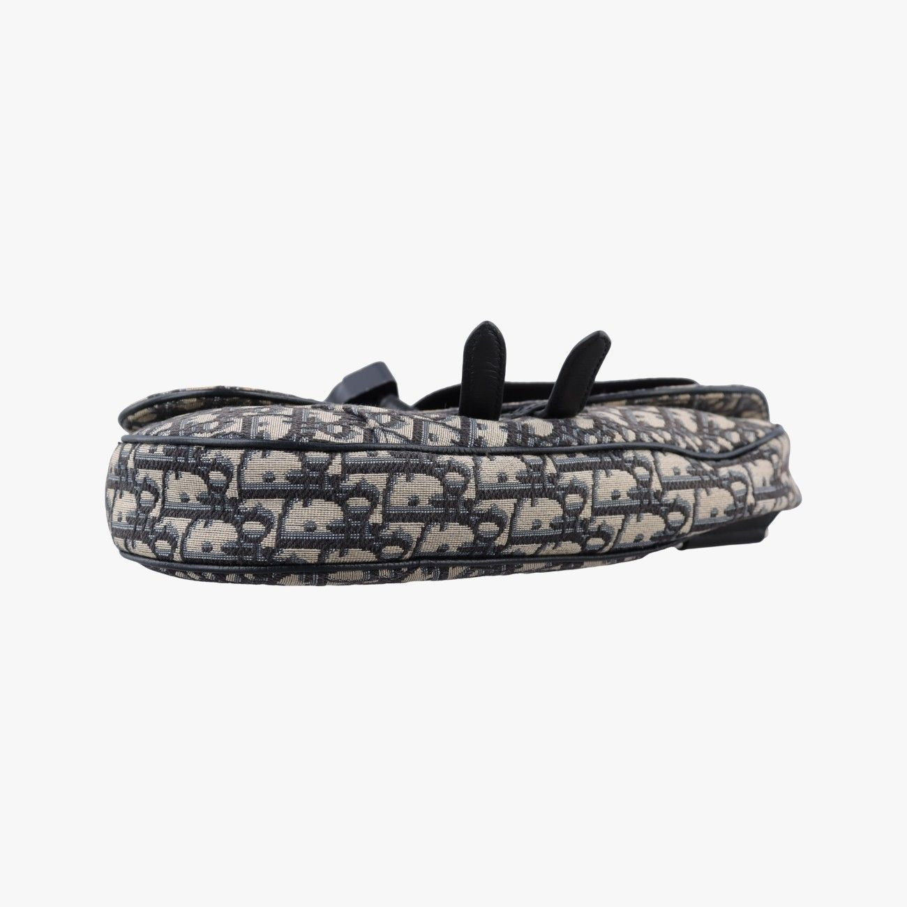 Dior Saddle Navy Gray Jacquard Leather Shoulder Bag — view 3