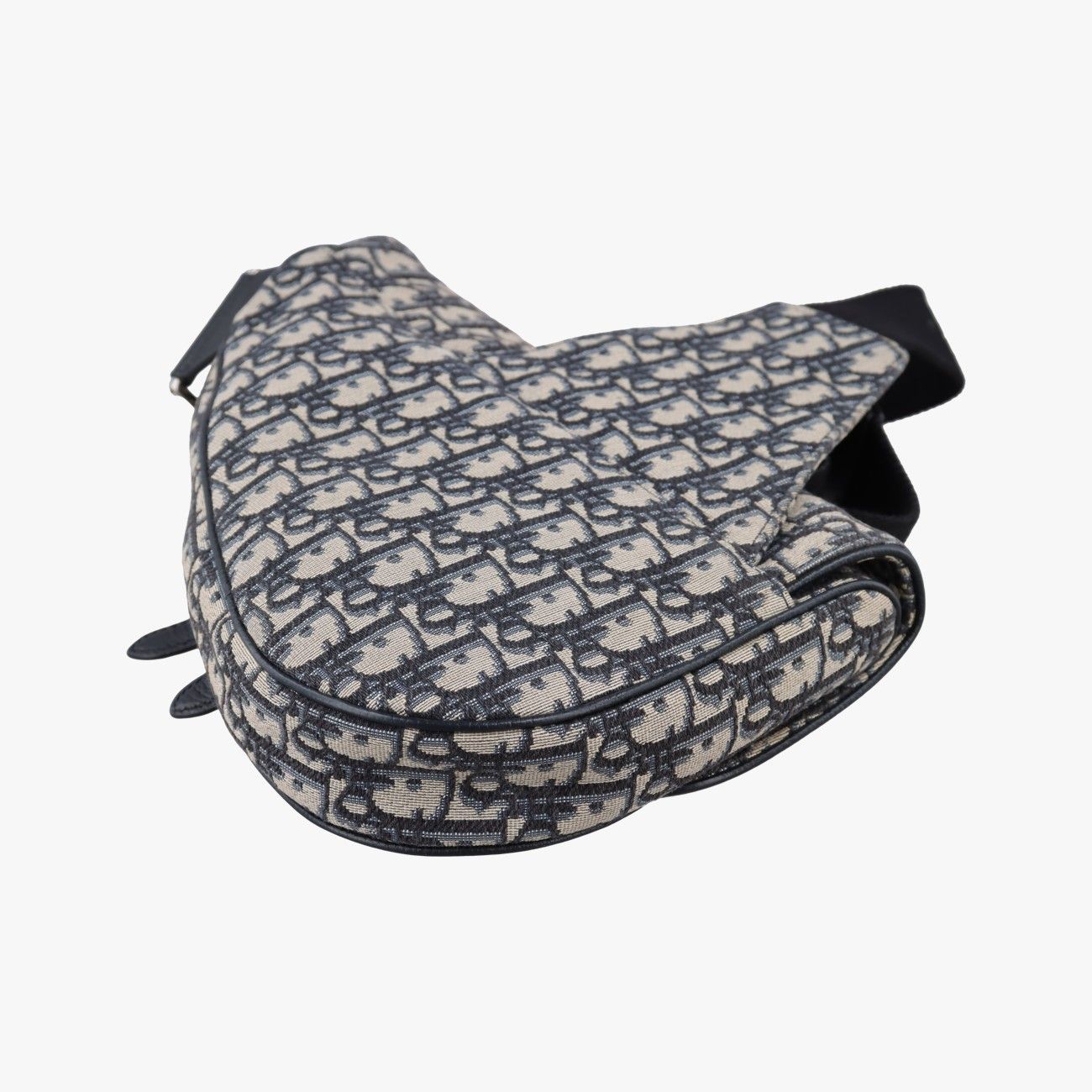 Dior Saddle Navy Gray Jacquard Leather Shoulder Bag — view 6