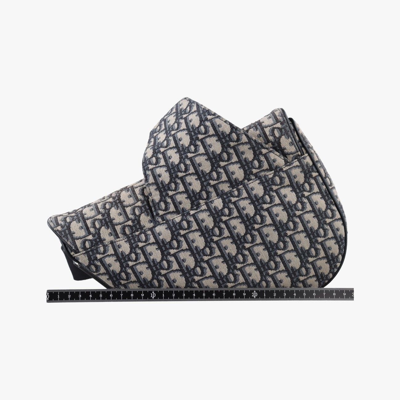 Dior Saddle Navy Gray Jacquard Leather Shoulder Bag — view 2