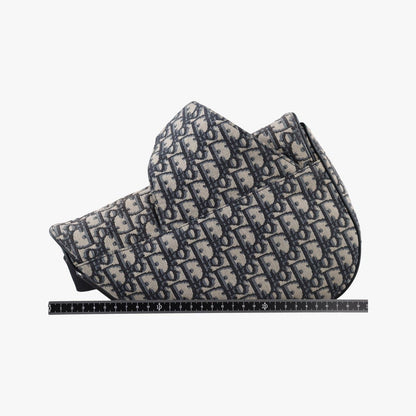 Dior Saddle Navy Gray Jacquard Leather Shoulder Bag — view 2