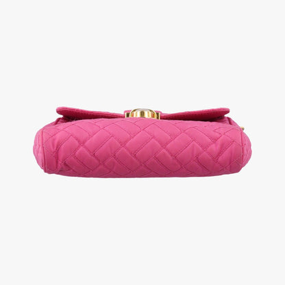 Prada Chain Quilted Flap Bag Rose Red Nylon — view 3