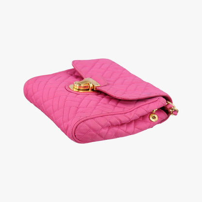 Prada Chain Quilted Flap Bag Rose Red Nylon — view 4